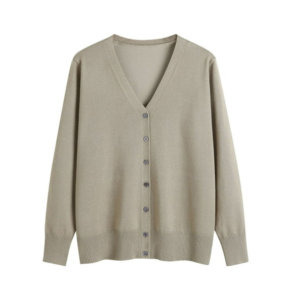 XMMSWDLA Women'S Cardigan 2023 Open Front Button Lightweight Sweaters V Neck Loose Cardigans Knit Outwear Silver Sweater Tops for Women