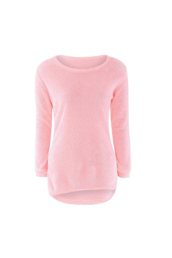 Women'S Fashionable Long Sleeve Pullovers Loose Fluffy Fuzzy Jumper Sweater Pink Color Block Sweater for Women