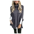 thumbnail image 1 of XMMSWDLA Women'S Long Sleeve Turtleneck Cozy Knit Sweater Casual Loose Pullover Jumper Tops Dark Gray Women'S Pullover Sweaters, 1 of 7