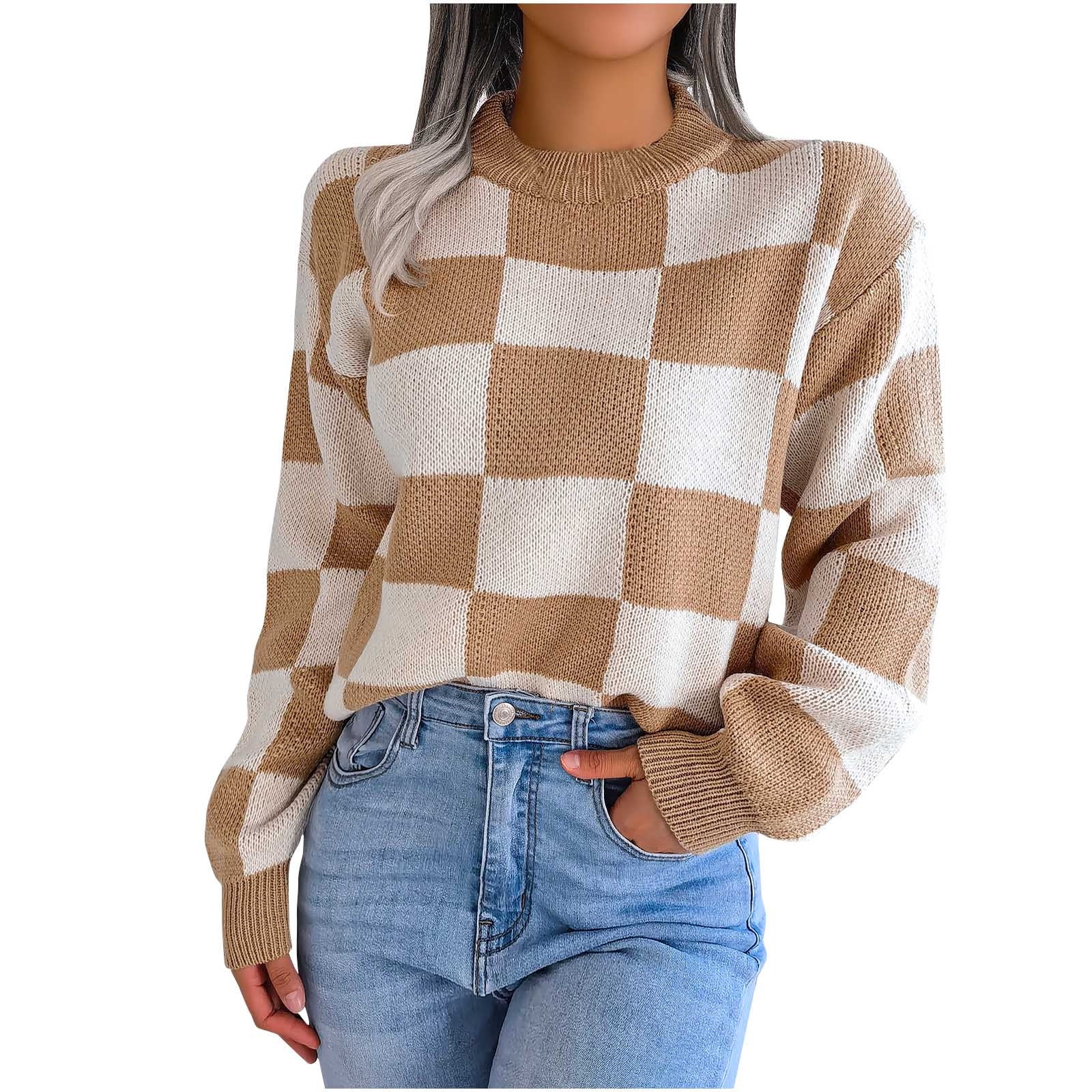 Women's Plaid Cowlneck Sweater