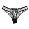 thumbnail image 1 of XMMSWDLA Women Panties Floral Lace Briefs Thongs Underwear Women's Mesh Hi Cut Panty Thong Black Free Size Today Prime, 1 of 5