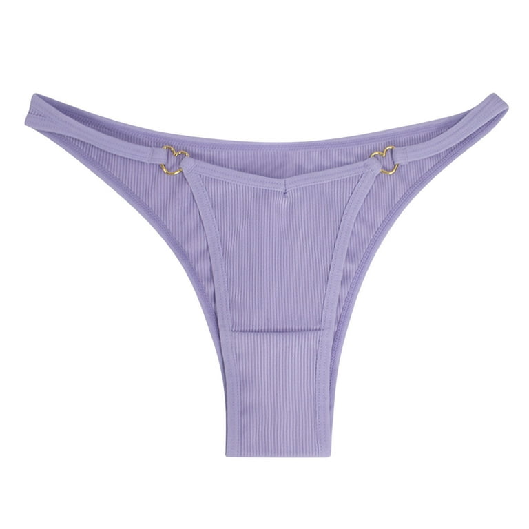 XMMSWDLA Seamless Thongs for Women High Waisted Underwear G String Sexy  Tangas Invisible Panties Lace Trim No Show Purple M Back To School Supplies  