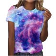 thumbnail image 1 of XMMSWDLA Women Tie Dye Print Tee Crew Neck Short Sleeve Loose Casual T-Shirt Tops Summer Tops for Women 2024, 1 of 3
