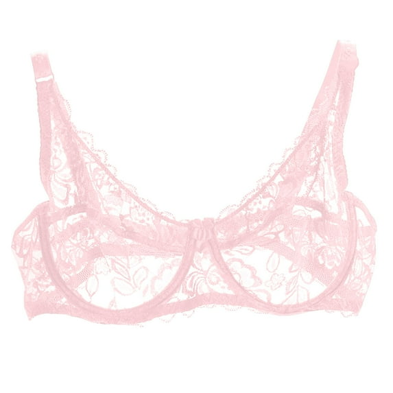 XMMSWDLA Women's Bra Sheer Lace Bra Plunge Unlined Full Coverage See Through Underwire Bra Womens Bras Girls Sports Bra