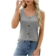 thumbnail image 1 of XMMSWDLA Women's Button Down Tank Tops Scoop Neck Sleeveless T Shirts Blouses Loose Fit Gray Tank Tops Women 2024, 1 of 5