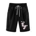 thumbnail image 1 of XMMSWDLA Women's Elastic Waist Casual Comfy Cotton Beach Shorts with Drawstring Black Womens Basketball Shorts, 1 of 4