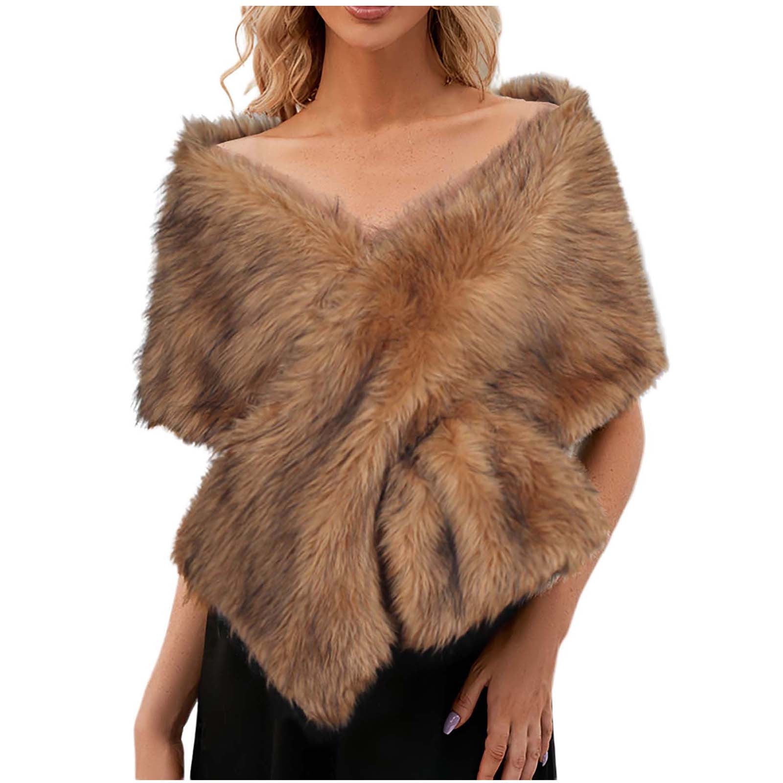 brown faux fur shawl