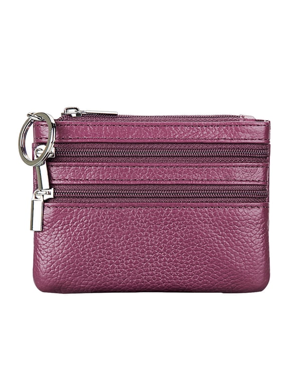 Women's Genuine Leather Coin Purse Mini Pouch Change Wallet with Keychain Women's Coin Purse Women's Crossbody Handbags