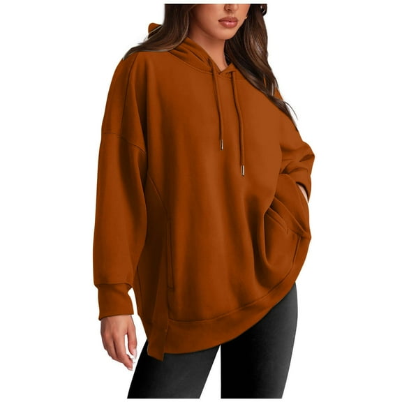 XMMSWDLA Women's Oversized Hoodies Fleece Sweatshirts Fall Long Sleeve Sweater Pullover Hoodie With Pocket