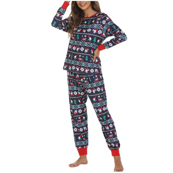 XMMSWDLA Women's Pajama Set Christmas Pajamas Long Sleeve Print Tops and Pajamas Pants Soft Sleepwear Set Maternity Sleepwear