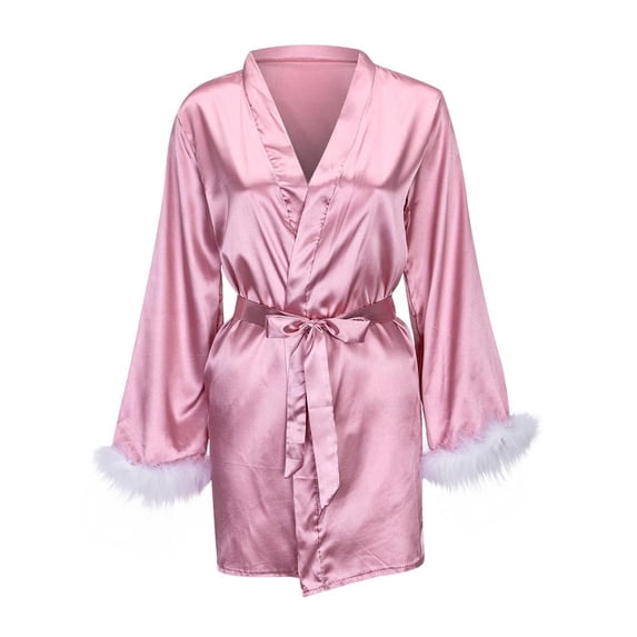 XMMSWDLA Women's Satin Short Robes for Bridesmaid Bride Wedding Party Bathrobe Soft Loungewear for Ladies Pure Color Robes for Women
