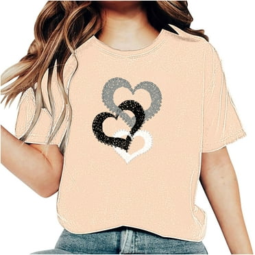 XMMSWDLA Women's T Shirts Short Sleeve Tees Heart Graphic Loose Summer Tops Teacher Shirts
