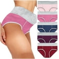 thumbnail image 1 of XMMSWDLA Women's Underwear Cotton High Waisted Underwear Full Coverage Panties Ladies Briefs Soft Breathable Plus Size Multicolor 2XL Dorm Room Essentials, 1 of 9