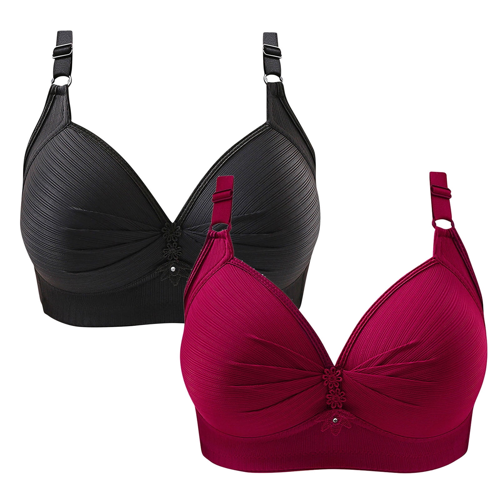 Vertvie Women's Wirefree Seamless Sports Bra - Full Coverage Bralette For Yoga, Sleep, Everyday Wear (2-Pack, Black+White) - View #13