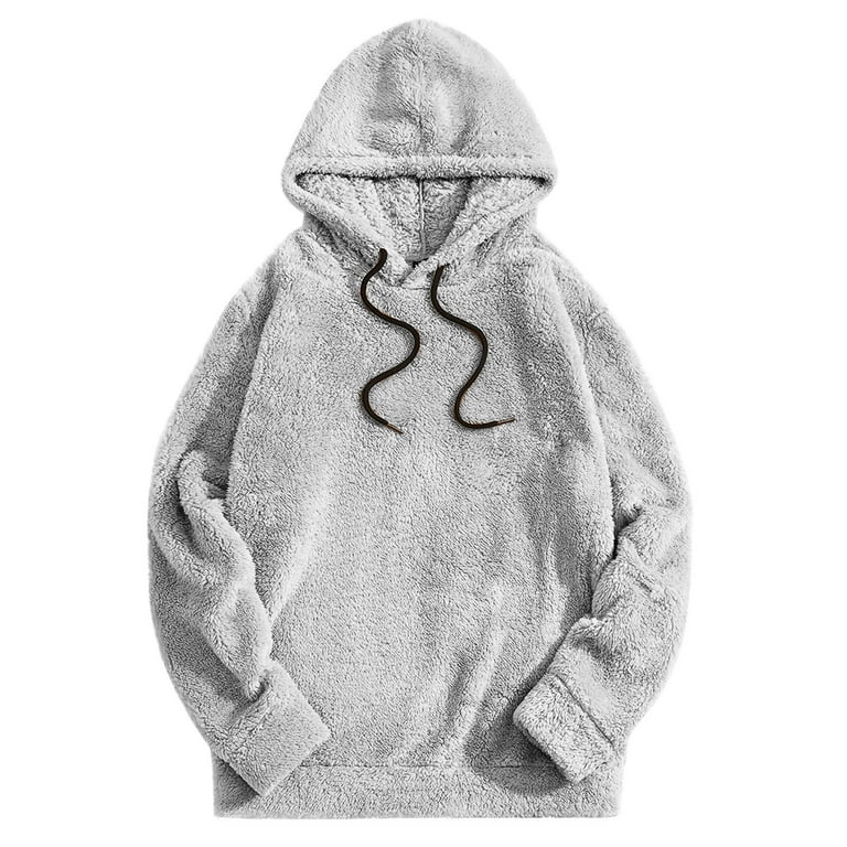 XMMSWDLA Womens 2023 Fashion Fuzzy Warm Casual Loose Hooded Sweatshirt Hoodies Outerwear College Sweatshirts College Sweatshirts Gray M