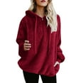 thumbnail image 1 of XMMSWDLA Womens 2024 Fashion Fuzzy Warm Casual Loose Hooded Sweatshirt Hoodies with Pockets Outerwear, 1 of 6