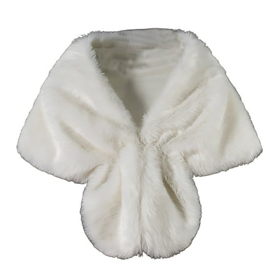 XMMSWDLA Womens Faux Fur Collar Shawl Faux Fur Scarf Wrap Evening Cape for Winter Coat White Pashmina Shawls and Wraps