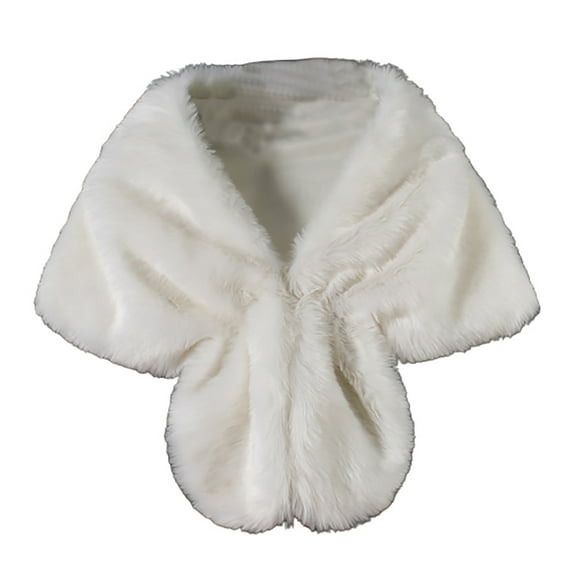 XMMSWDLA Womens Faux Fur Collar Shawl Faux Fur Scarf Wrap Evening Cape for Winter Coat White Pashmina Shawls and Wraps