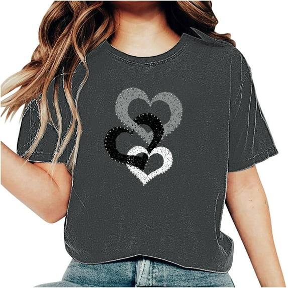 XMMSWDLA Womens Graphic Tees Short Sleeve Summer Tops Print Crew Neck Casual Loose Cute T Shirts Yoga Shirts for Women