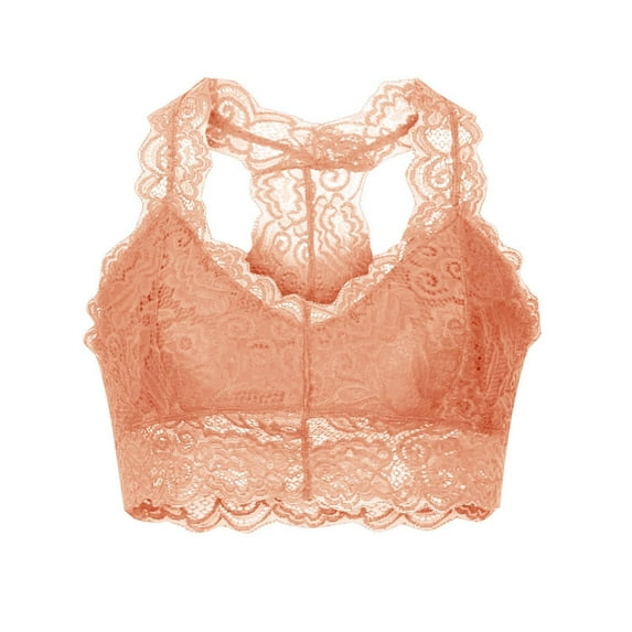 XMMSWDLA Womens Lace Bralettes V Neck Removable Padded Racerback Bustier Floral Lace Bra Mesh Bra Yoga Bras for Women