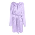 thumbnail image 1 of XMMSWDLA Womens Long Hooded Bathrobe Fleece Full Length Bathrobe with Hood Winter Sleepwear Ladies Robes, 1 of 4