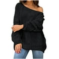 thumbnail image 1 of XMMSWDLA Womens Off The Shoulder Sweater Top Fall 2024 Oversized Knit Batwing Long Sleeve Crochet Pullover Sweaters, 1 of 6