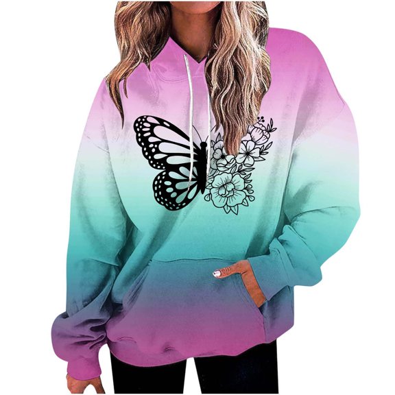 XMMSWDLA Womens Print Oversized Sweatshirt Drawstring Pullover Sweatshirt Trendy Sweater Tops Fall Fashion Clothes 2024