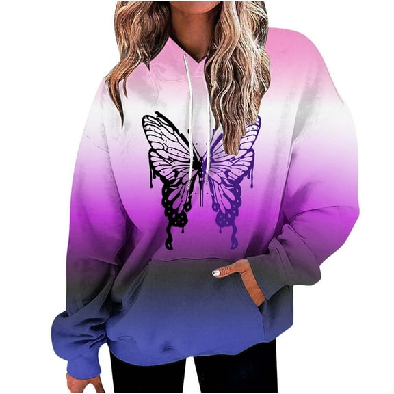 XMMSWDLA Womens Print Oversized Sweatshirt Drawstring Pullover Sweatshirt Trendy Sweater Tops Fall Fashion Clothes 2024