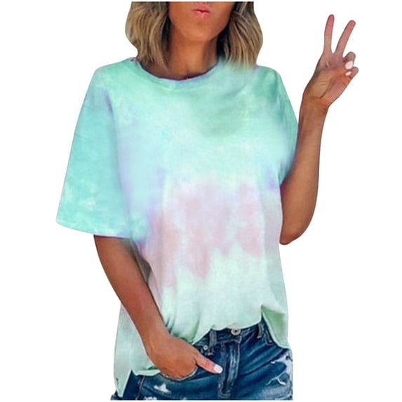 XMMSWDLA Womens Round Neck Tshirts Loose Casual Summer Shirts Junior Tops Graphic Tees Womens Shirts