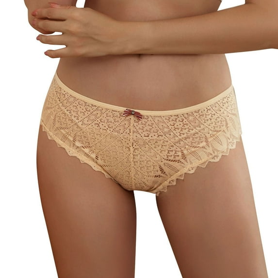 XMMSWDLA Womens Thongs Panties Underwear Low Rise T-Back Underpants Beige 4XL Today Prime