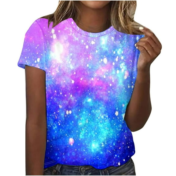 XMMSWDLA Womens Short Sleeve Crewneck Shirts Top Loose Casual Tee T-Shirt Womens Summer Tops