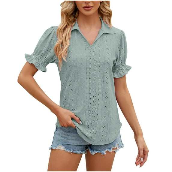 XMMSWDLA Womens Summer Tops Casual Country V Neck Tee Shirts Sleeve Fashion Loose Blouse Cute Tops