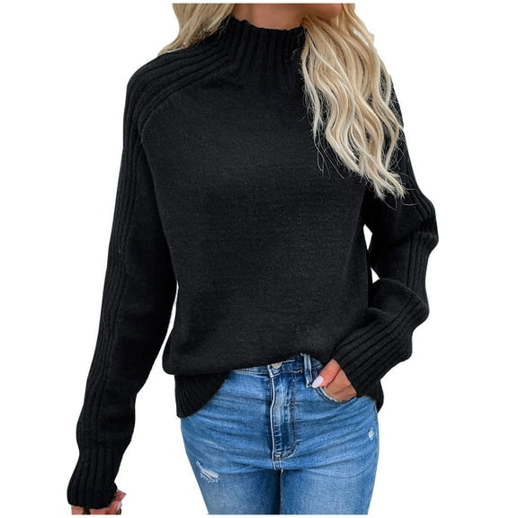 XMMSWDLA Womens' Turtleneck Long Sleeve Cable Knit Sweaters