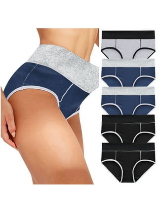 Womens Underwear,Cotton Mid Waist No Muffin Top Full Coverage Brief Ladies  Panties Lingerie Undergarments for Women Multipack