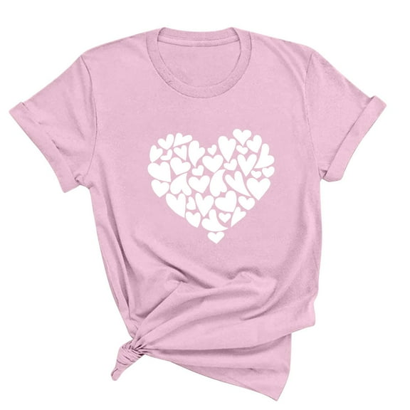 XMMSWDLA Womens Valentine'S Day Graphic Tees Short Sleeve Heart Printed Shirts Blouse Tops Womens Shirts