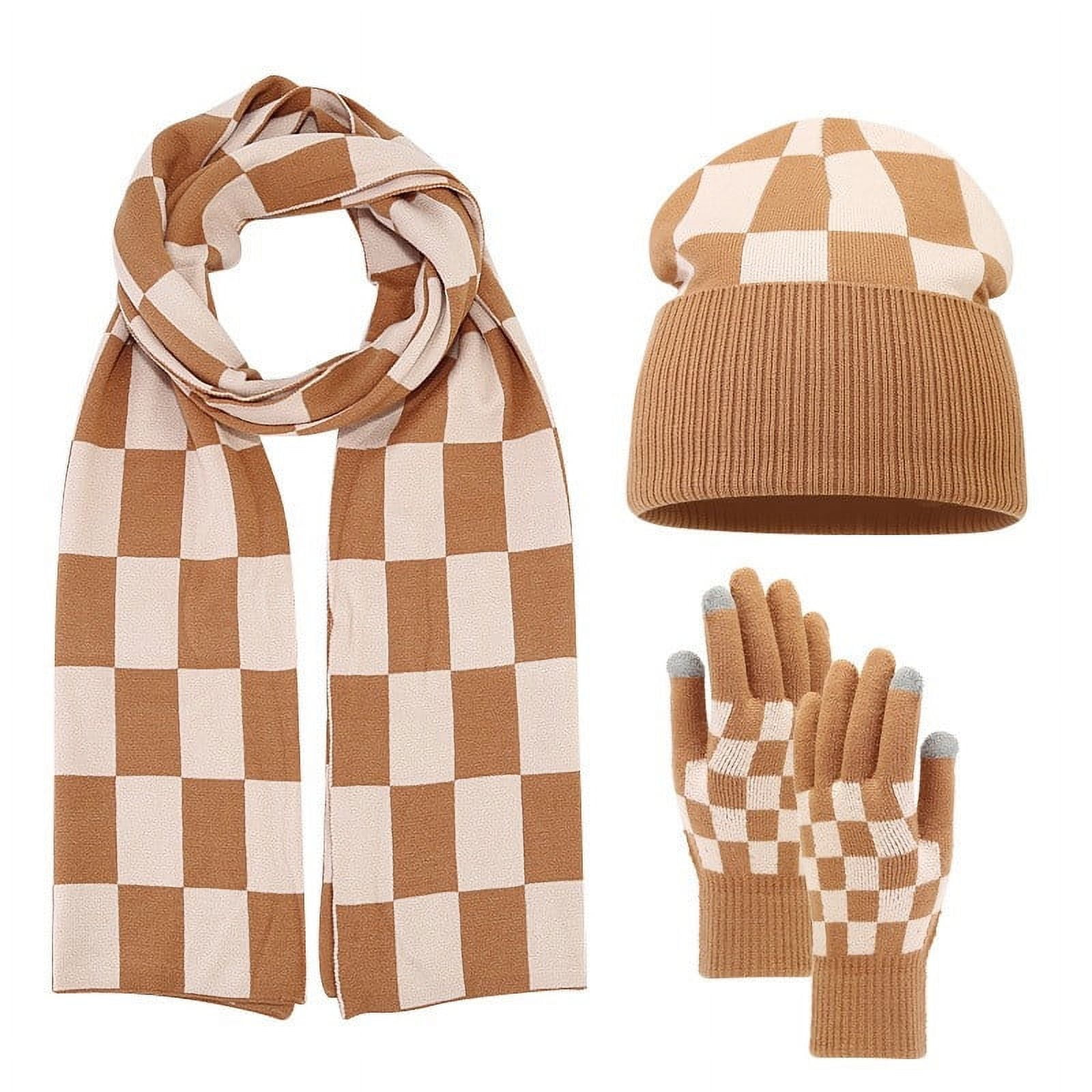 Gloves Lv Set Hat And Scarf Winter Beanie Hat Scarf Gloves Set For