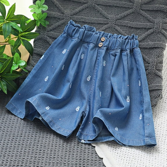 XMMSWDLA Workout Shorts Girls Girls Kids Casual Fashion Denim Shorts High Waisted Ripped Short Jeans Stretchy Drawstring Elastic Waist Jean 2025 Dark Blue Retro Running Shorts