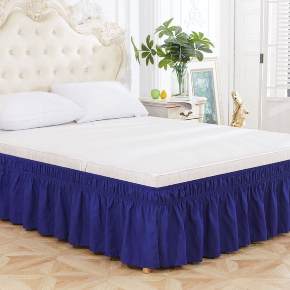 XMMSWDLA Wrap Around Bed Skirts for Queen Beds Drop, Elastic Dust Ruffles with Adjustable Belts Silky Luxrious Fabric Machine Washable