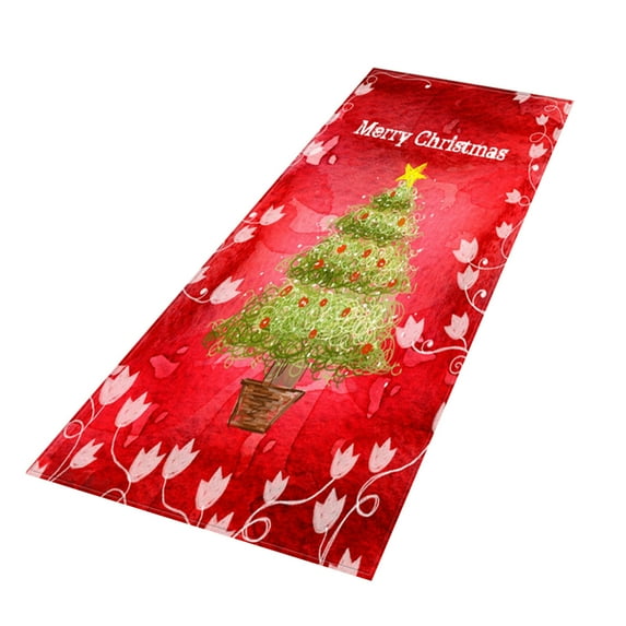 XMMSWDLA Xmas Trees Snowflake Christmas Doormat, Winter Home Decor Low-Profile Switch Rug Door Mat Floor Mat for Indoor Outdoor 15.7x47 Inchchristmas Rug