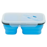 XMMSWDLA folding Bento Box, Lunch Box 2 Compartment, Premium Silicone, Airtight Snap-Top Lid, Microwave and Dishwasher Safe, Set Of 2