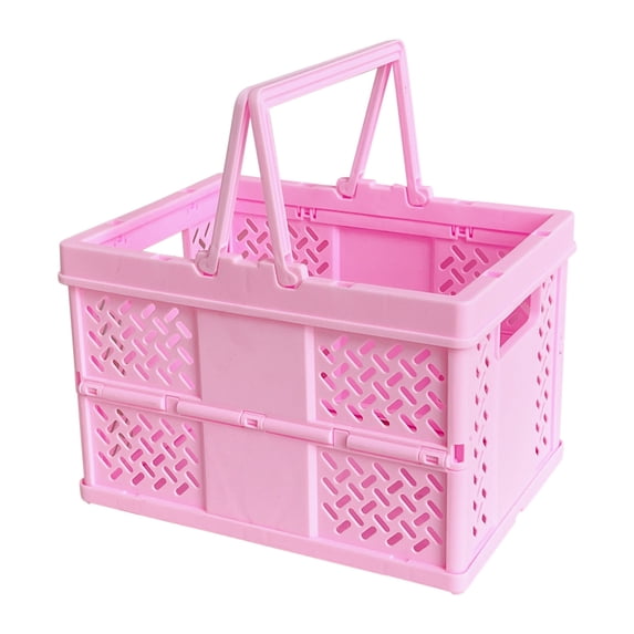 XMMSWDLA folding Storage Crates With Handle folding Plastic Shopping Basket,Stackable Multi-function Shelf Baskets Container