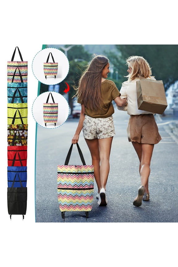 folding Trolley Capacity Bags Folding Shopping Bag with Wheels Foldable Shopping Cart Reusable Shopping Bags Grocery Bags Shopping Trolley Bag On Wheels Large Tote Bag