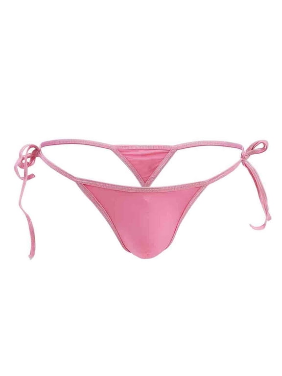 XMMSWDLA men Ice Silk Bikini low rise tie String Adjustable Briefs Underwear for Men
