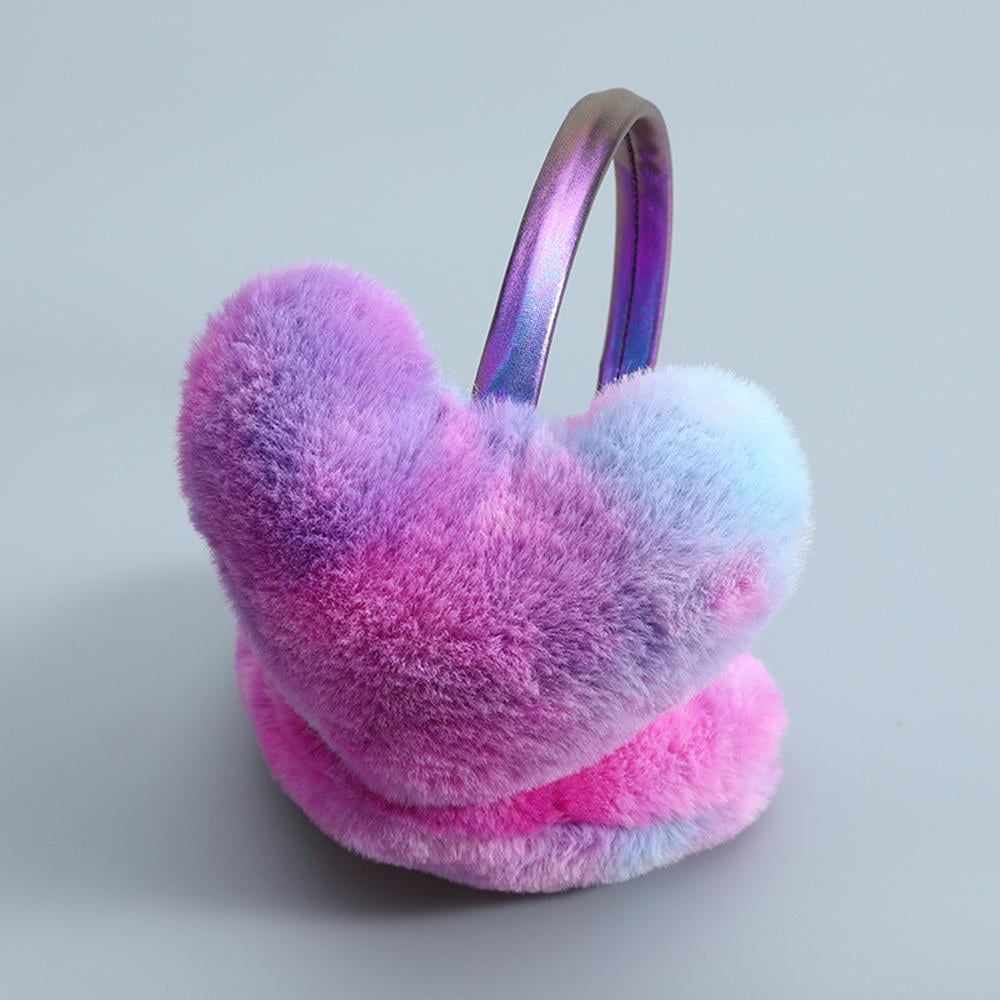 XMNZMH Gradient Color Heartshaped Plush Earflap Children Kids Lovely