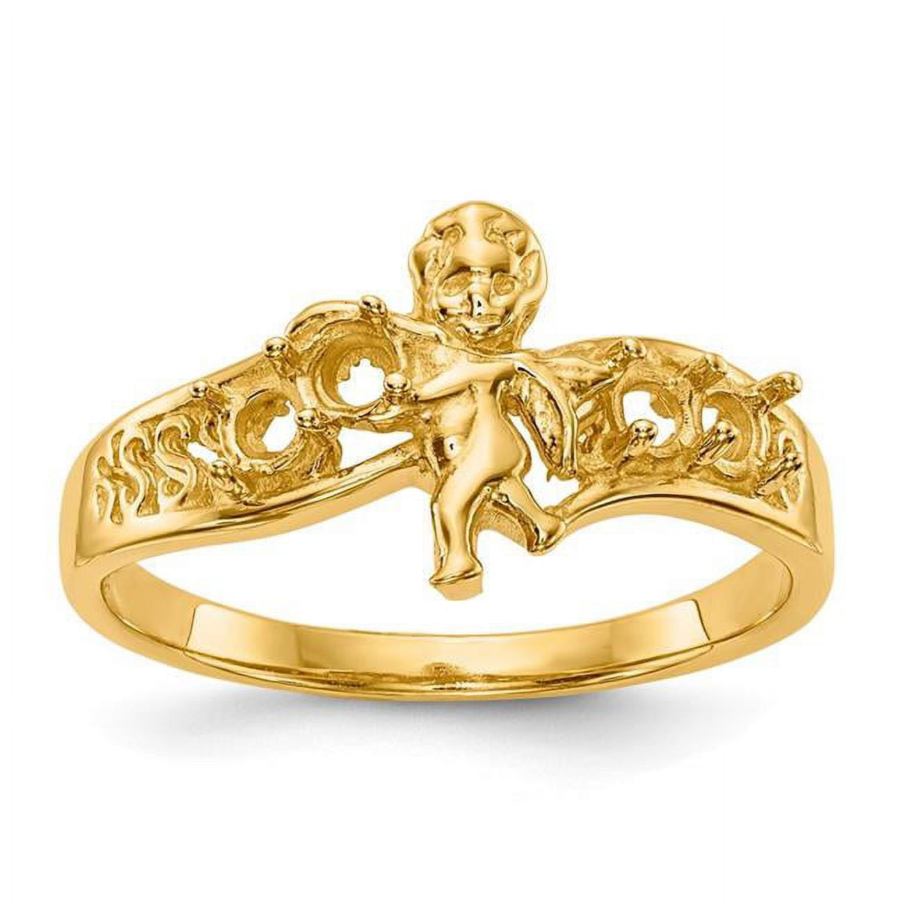 XMR18-4 14K Polished 4-stone Mothers Ring with Angel on Band