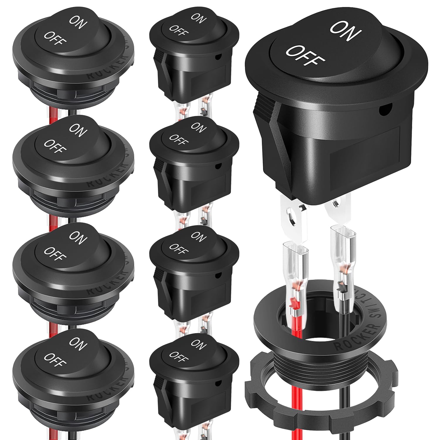 Round Rocker Switch Ac XMSILIMEIG Round Rocker Switch AC 125V 10A Waterproof Toggle 8 Pack ...