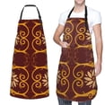 thumbnail image 1 of XMXT 1 Pcs Waterproof Kitchen Cooking Apron, Golden Floral Leaf Print Adjustable Aprons for Women Men with Pockets, 1 of 9