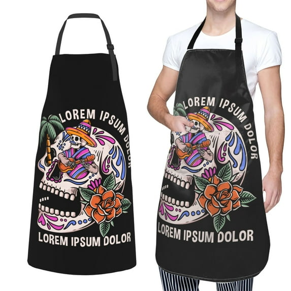 XMXT 1 Pcs Waterproof Kitchen Cooking Apron, Lorem Ipsum Dolor Slogan Adjustable Aprons for Women Men with Pockets