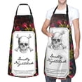 thumbnail image 1 of XMXT 1 Pcs Waterproof Kitchen Cooking Apron, Retro Skull Sticker Print Adjustable Aprons for Women Men with Pockets, 1 of 9