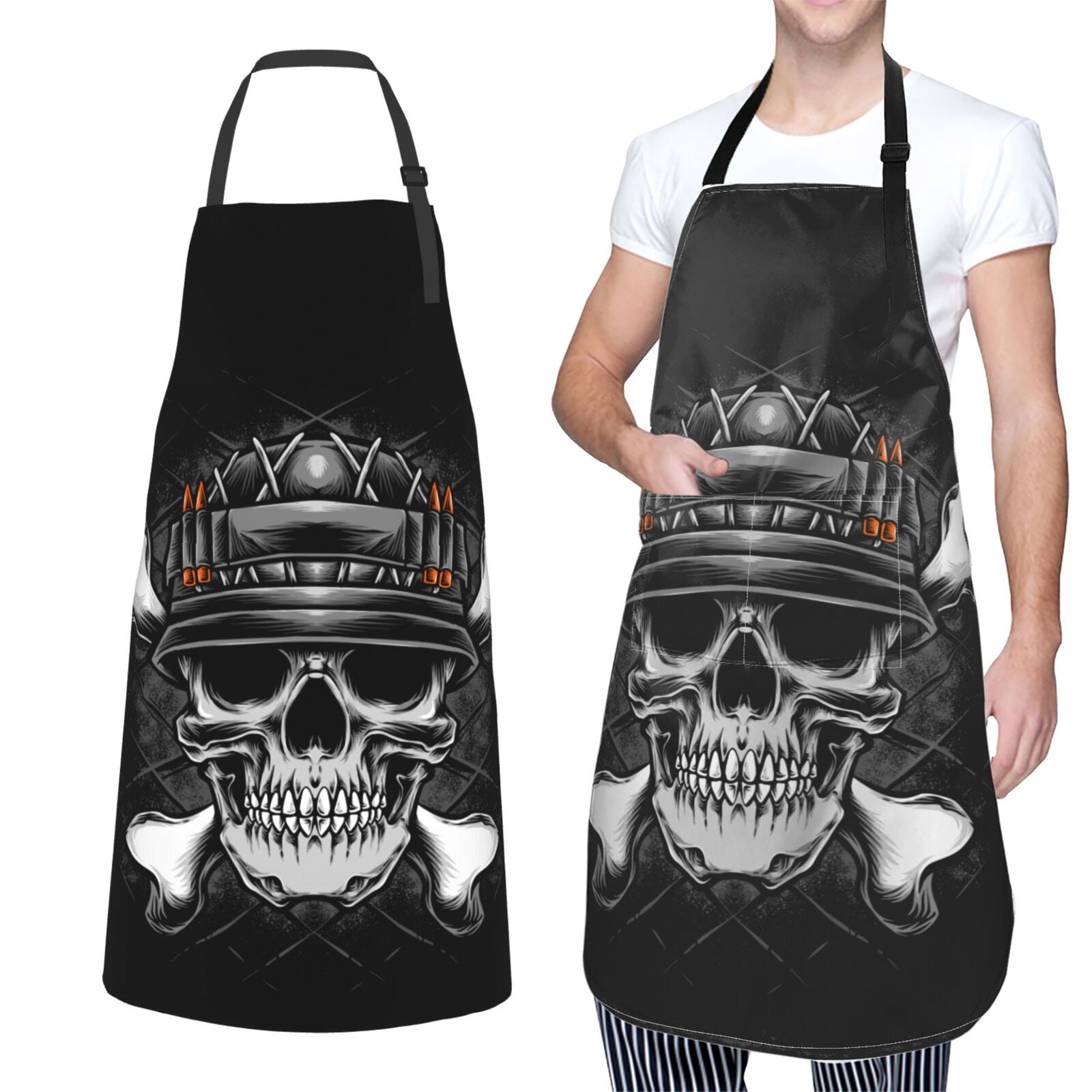 XMXT 1 Pcs Waterproof Kitchen Cooking Apron, Skeleton Soldier
